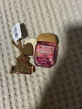 Bath & Body Works Pink Aurora PocketBac with Gold Princess Keychain